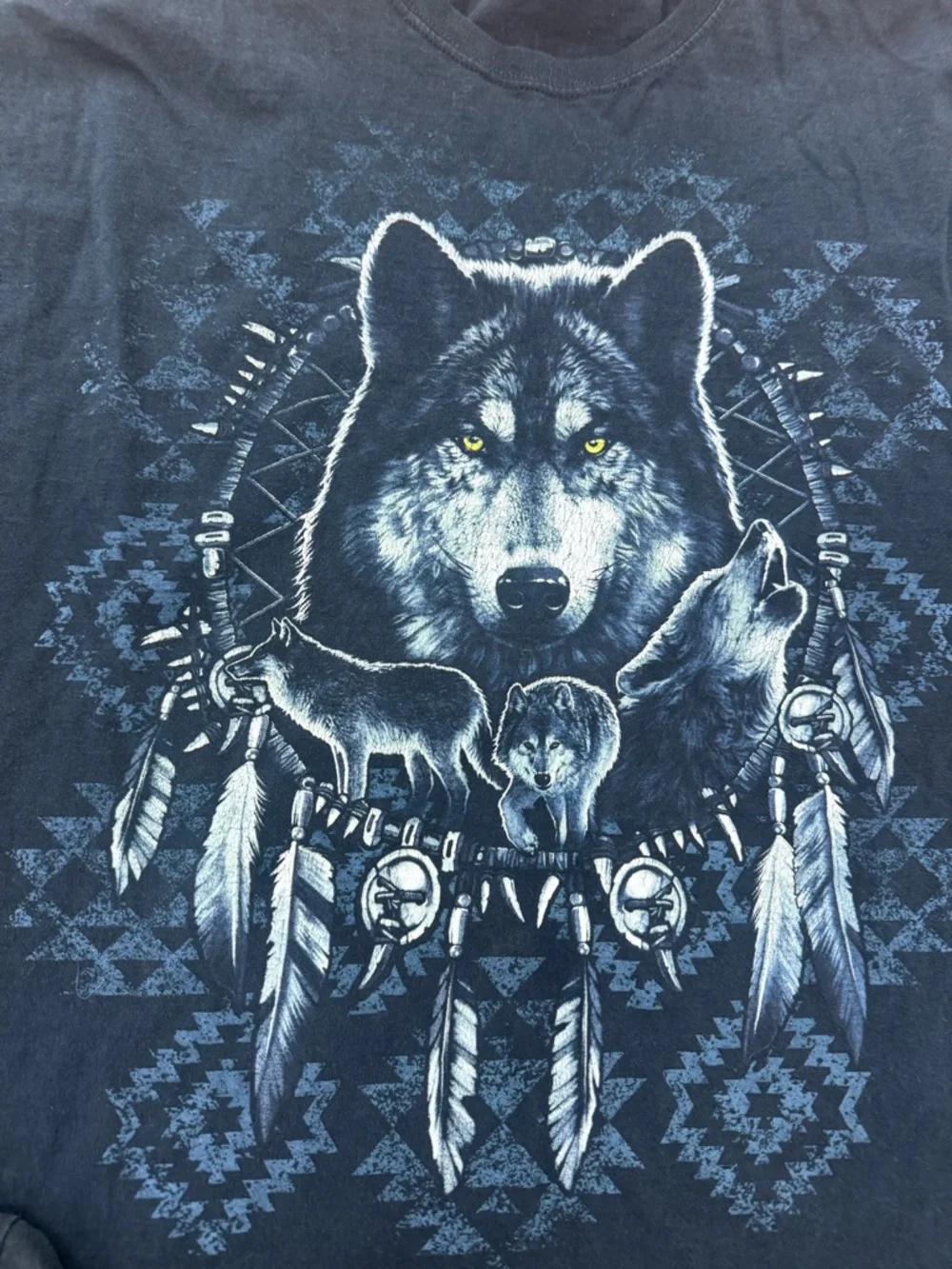 Men's Black Short Sleeve Wolf Graphic Tee Lot W7